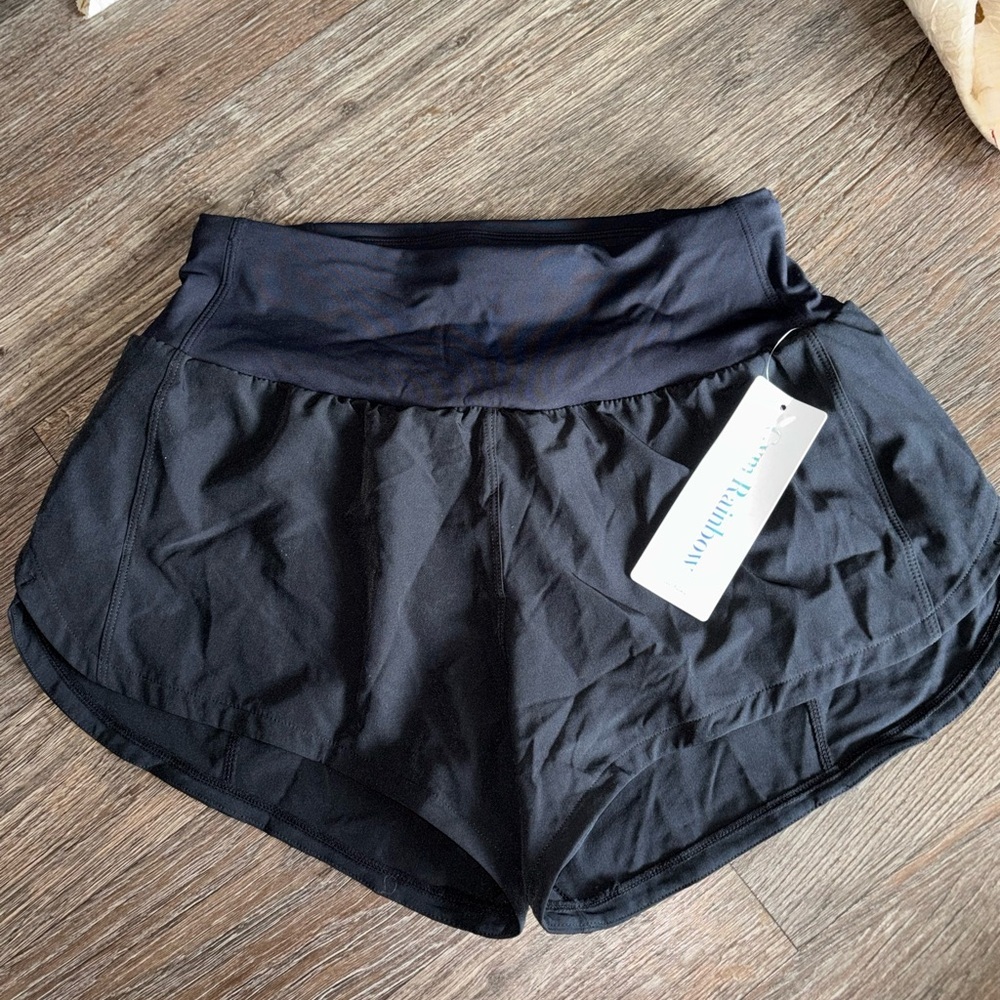 Rainbow small new Black Women's Athletic Shorts